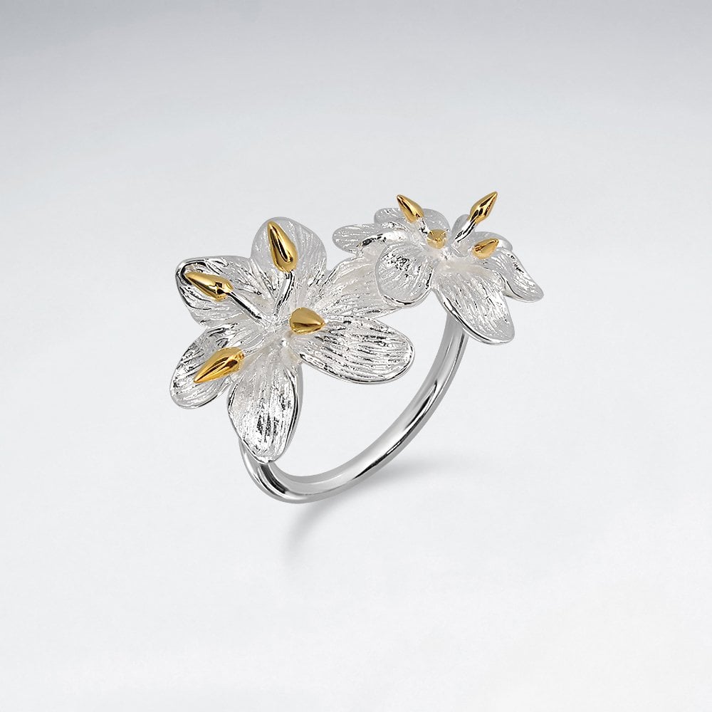 Sterling Silver Twin Flower Ring
