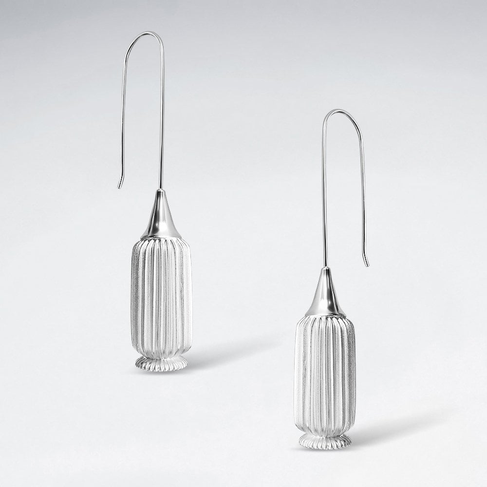 Sterling Silver Art Deco Bell Hook Earrings