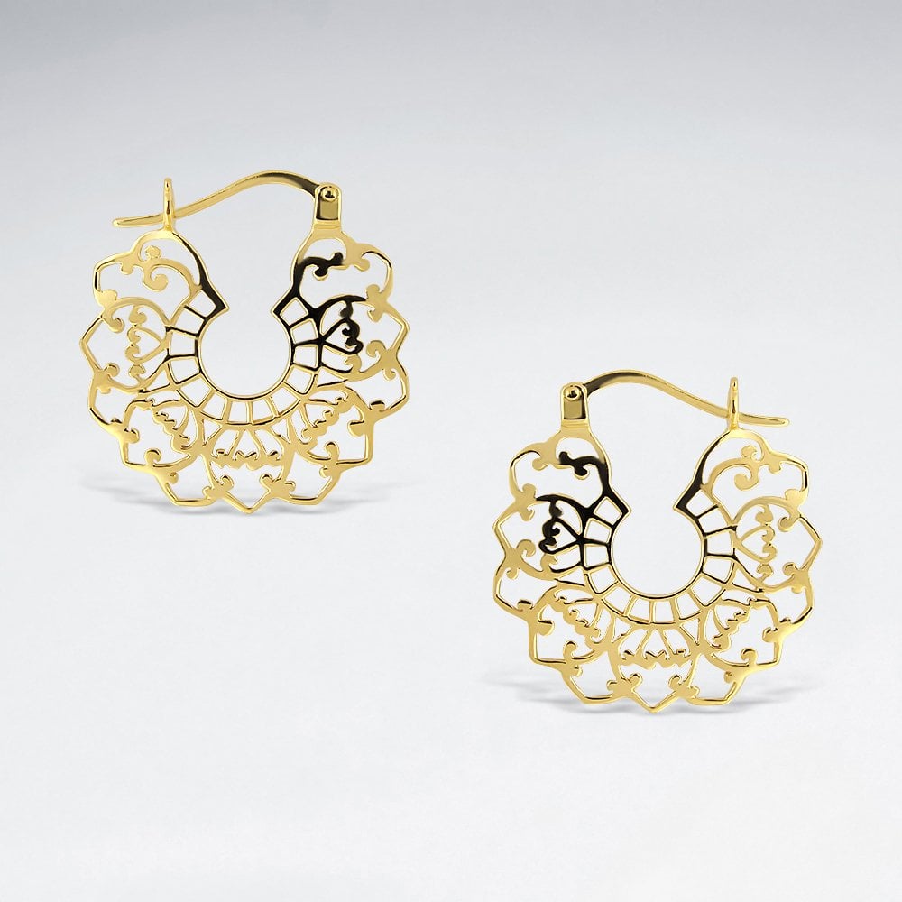 Artisan Filigree Openwork Sterling Silver Earrings