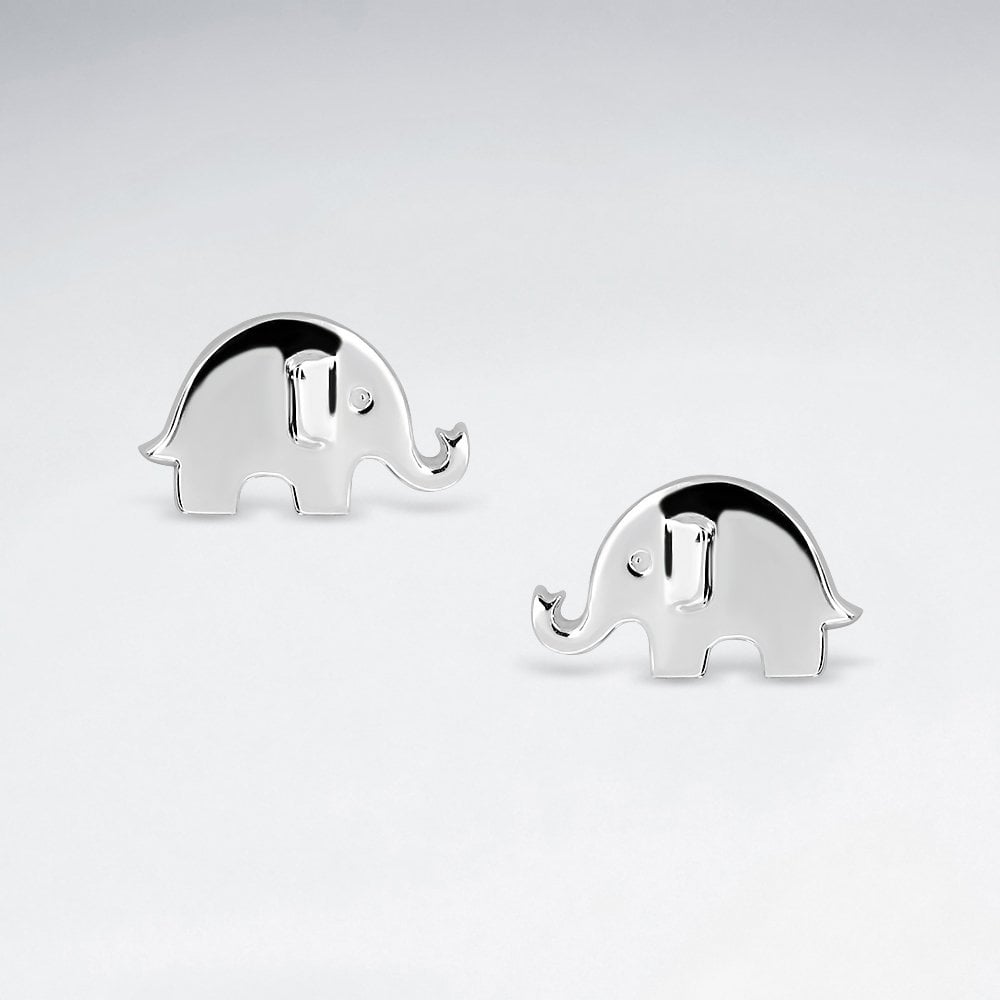 Sterling Silver Elephant Stud Earrings