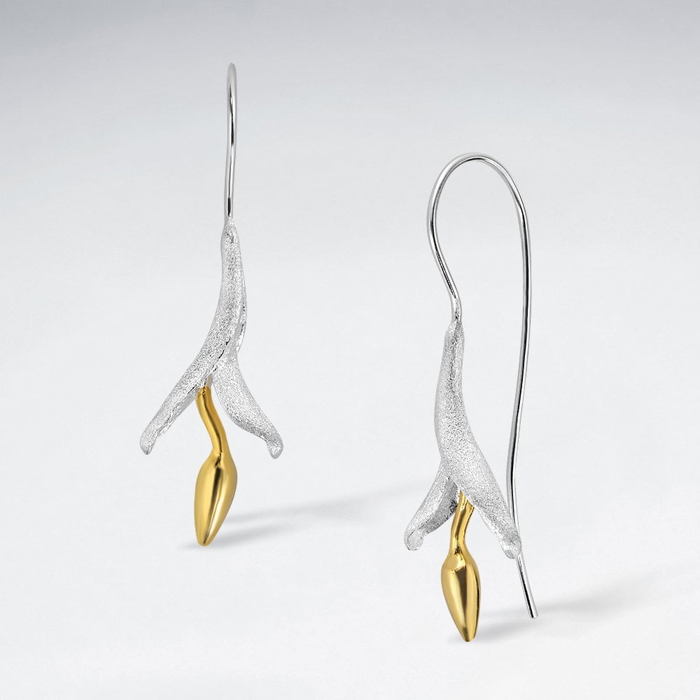 Sterling Silver Blossoming Calla Lily Hook Earrings