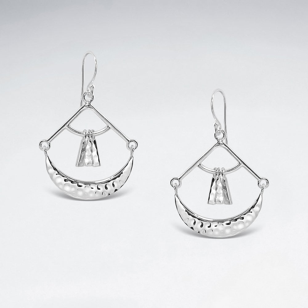 Sterling Silver Exotic Designs Drop Hook Earrings