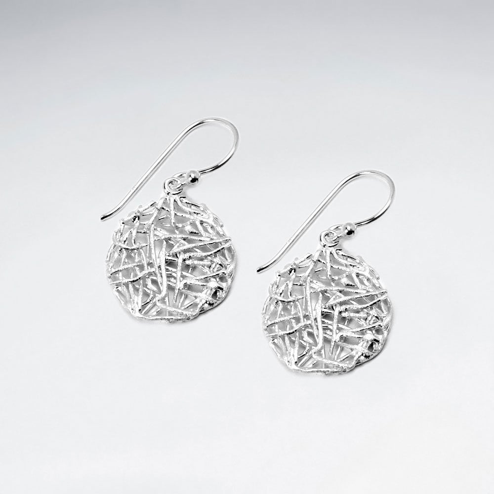 Sterling Silver Textured Circle Dangle Earrings