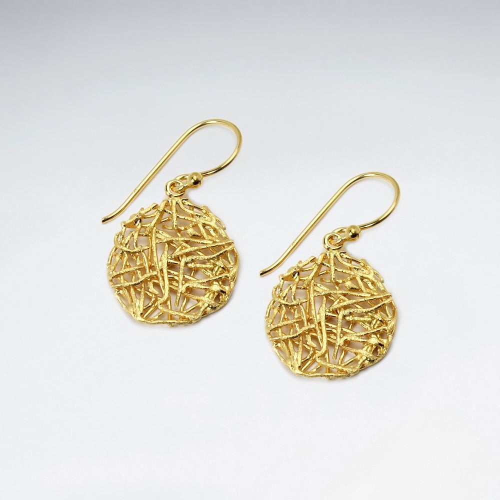 Sterling Silver Textured Circle Dangle Earrings