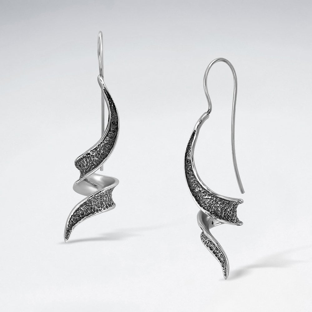 Sterling Silver Twist Drop Hook Earrings