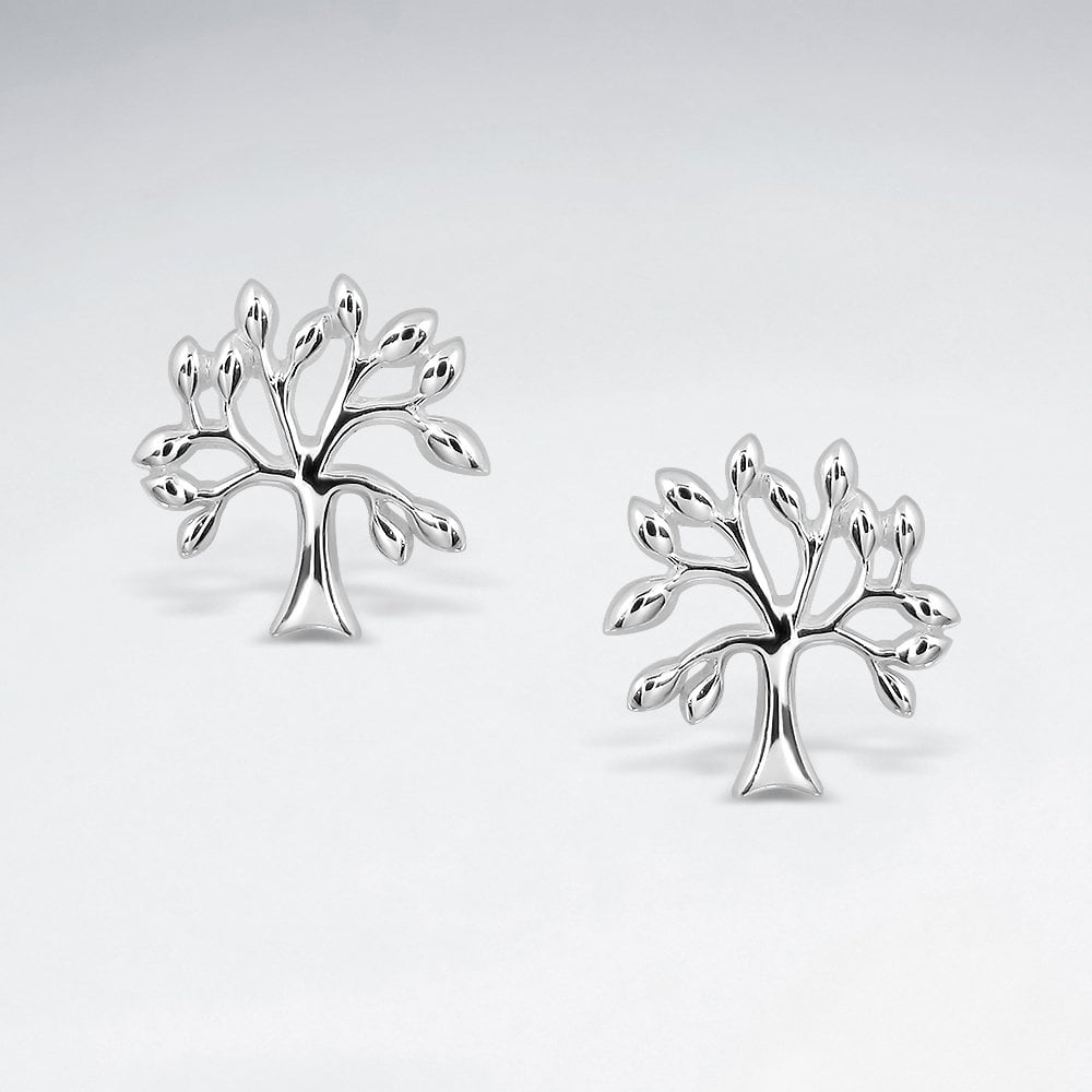 Sterling Silver Tree Of Life Stud Earrings