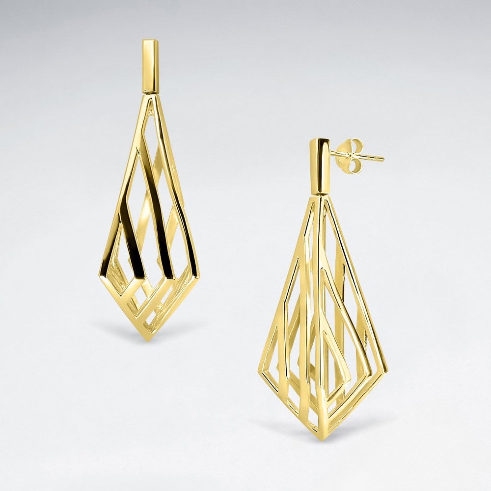 Sterling Silver Filigree Marquis Drop Stud Earrings