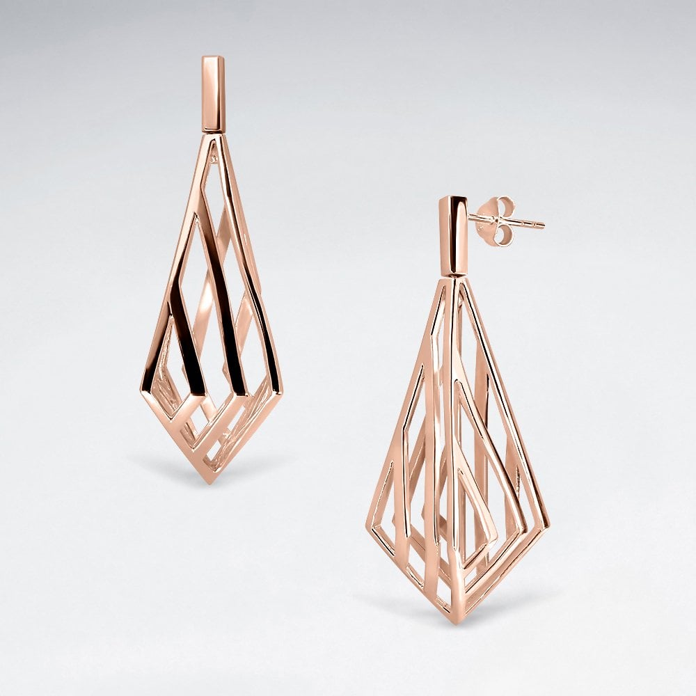 Sterling Silver Filigree Marquis Drop Stud Earrings