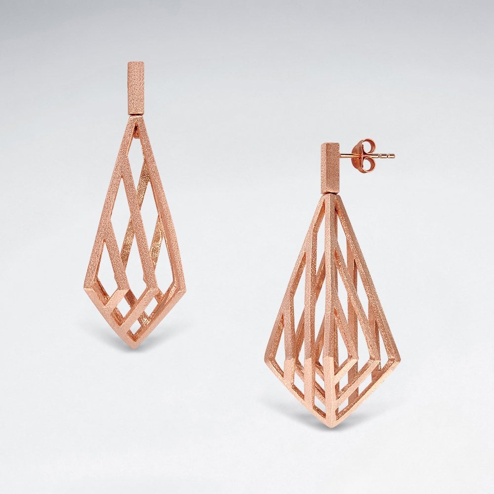 Sterling Silver Filigree Marquis Drop Stud Earrings