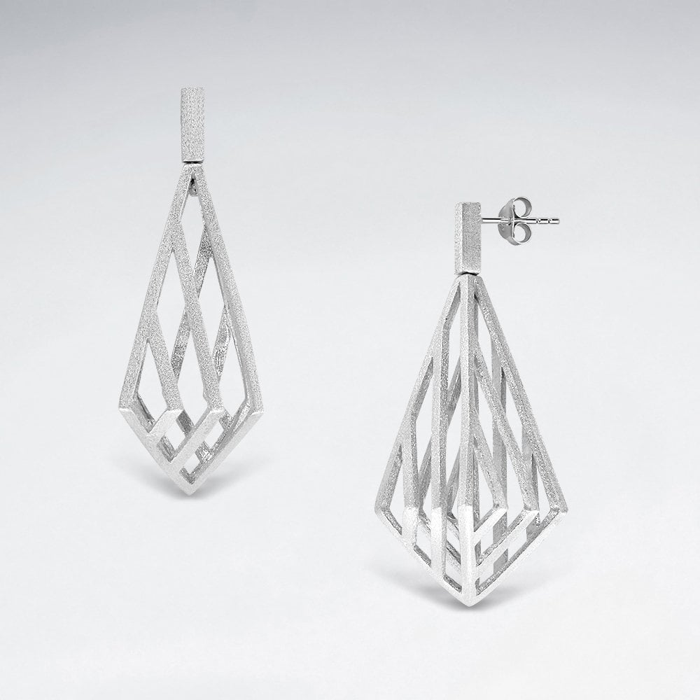 Sterling Silver Filigree Marquis Drop Stud Earrings