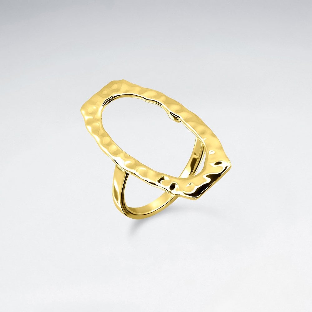 Sterling Silver Hammered Oval Ring