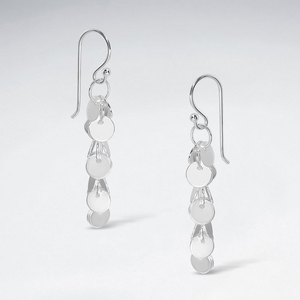 Sterling Silver Cascade Dangle Hook Earrings