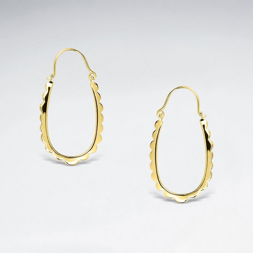 Sterling Silver Scalloped Freeform U Hoop Earrings