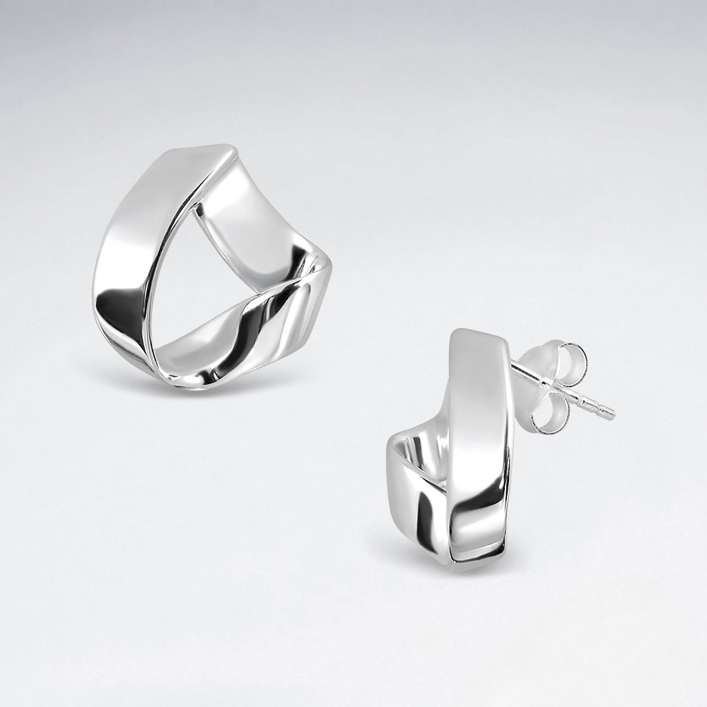 Sterling Silver Sculpted Triangular Earrings