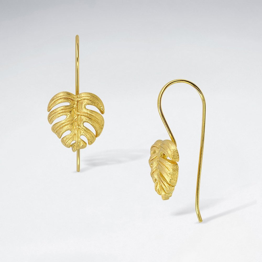 Sterling Silver Palm Leaf Hook Earrings