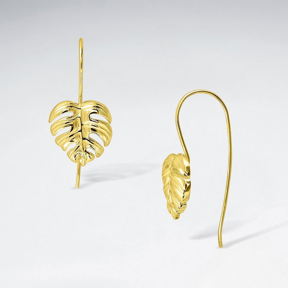 Sterling Silver Palm Leaf Hook Earrings