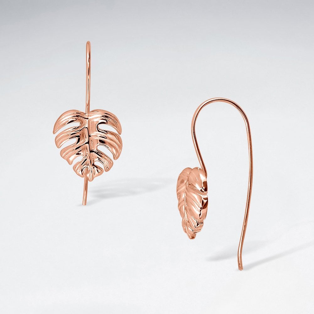 Sterling Silver Palm Leaf Hook Earrings