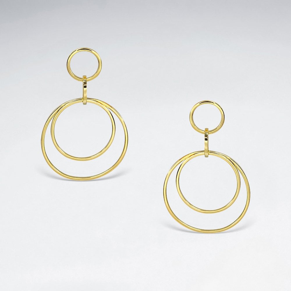 Sterling Silver Double Hoop Drop Stud Earrings