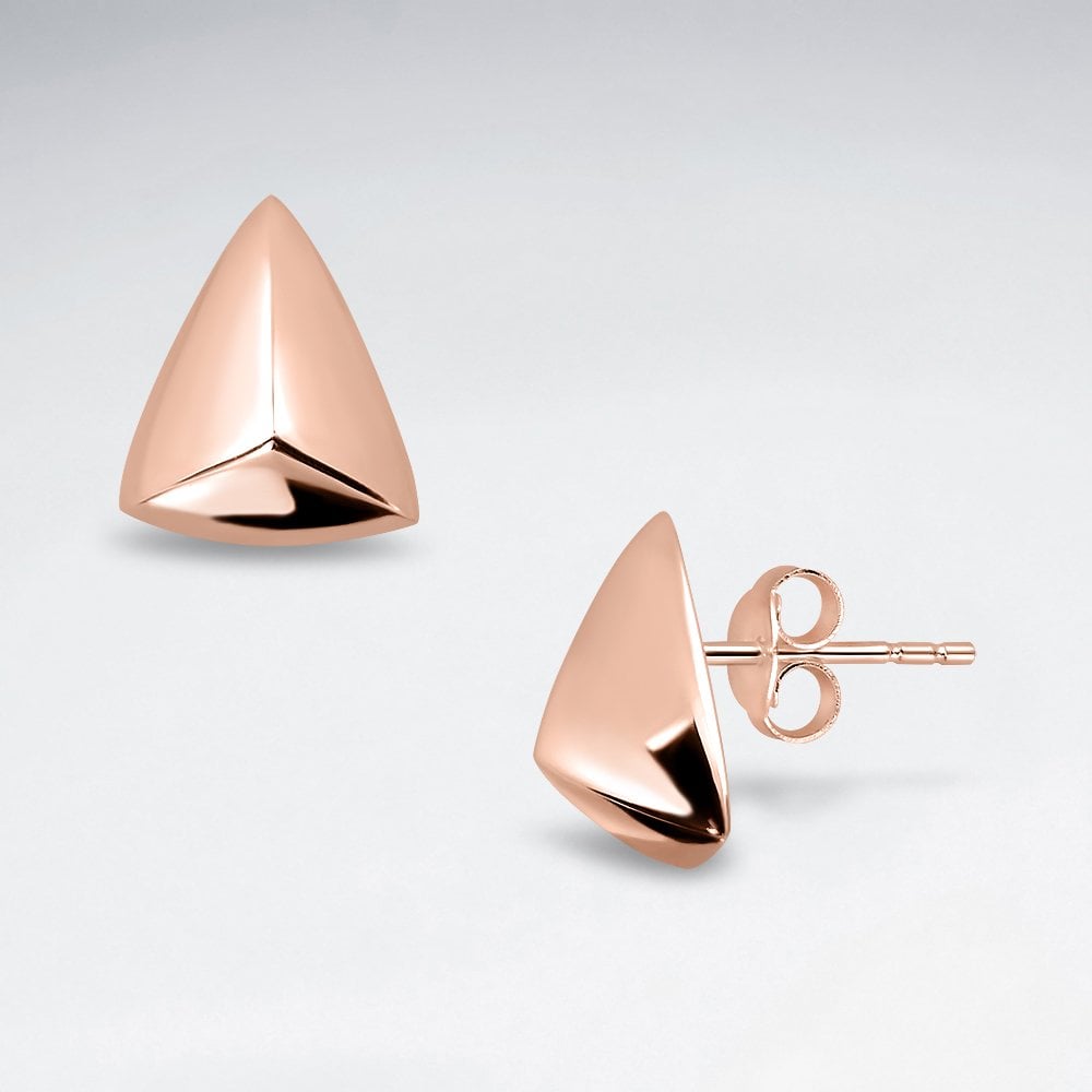 Sterling Silver Dimensional Triangle Stud Earrings
