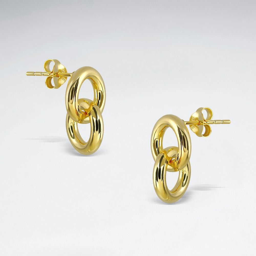 Sterling Silver Openwork Circle Link Stud Earrings