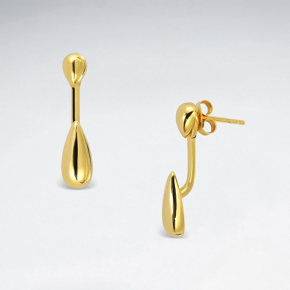 Sterling Silver Teardrop Stud Drop Jacket Earrings