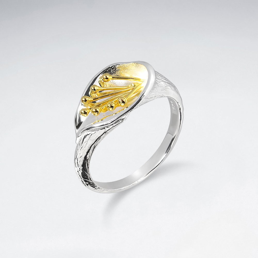Organic Flow Lilly Flower Sterling Silver Ring