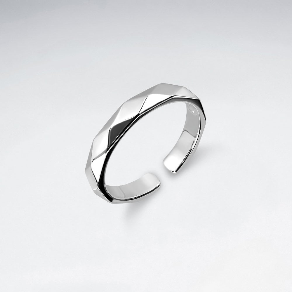Sterling Silver Open-End Faceted Ring
