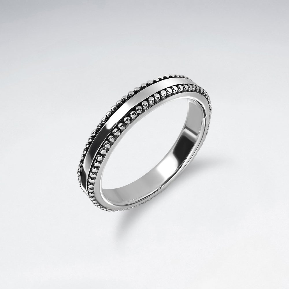 Sterling Silver Bead-Ball Trim Ring