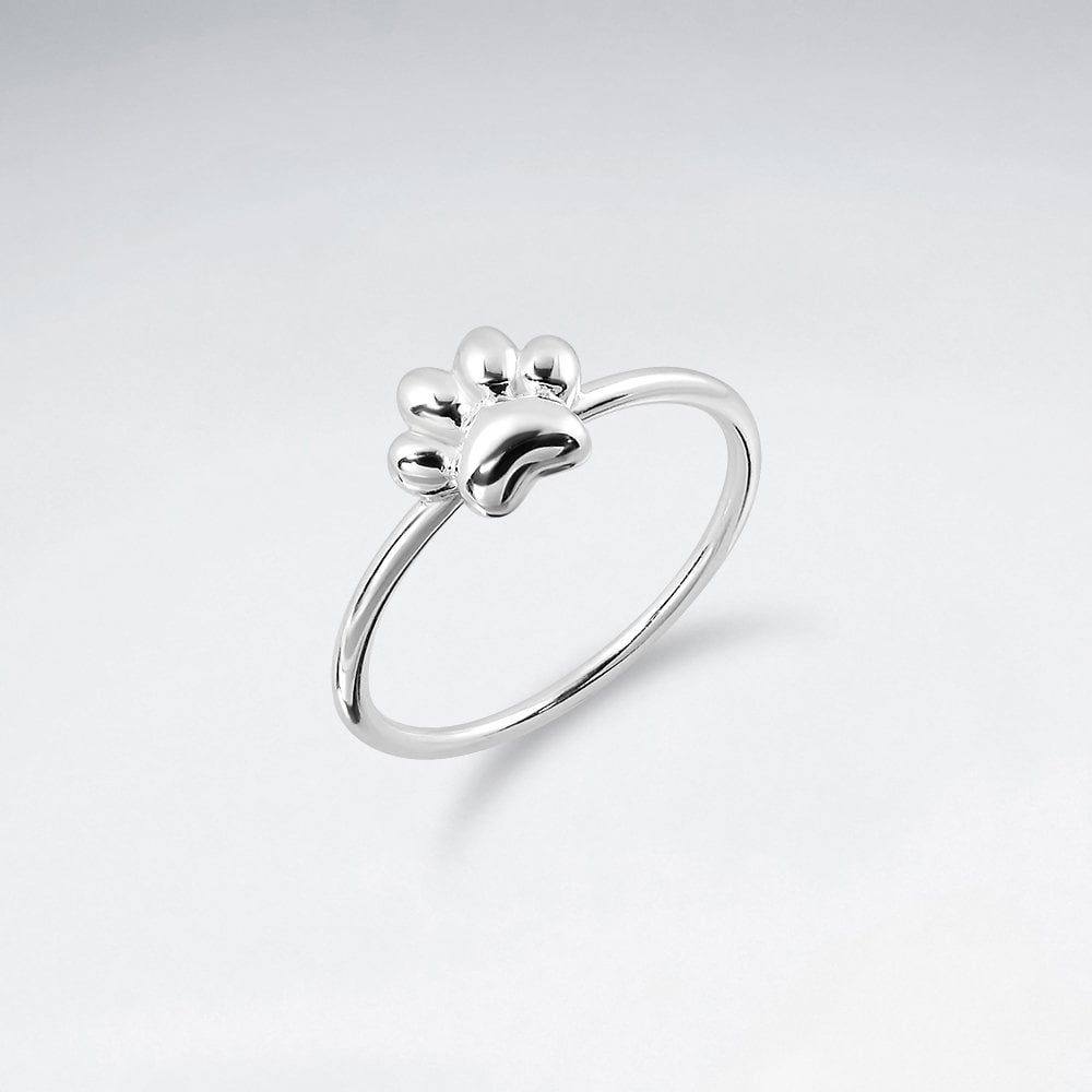 Sterling Silver Dog Paw Print Ring