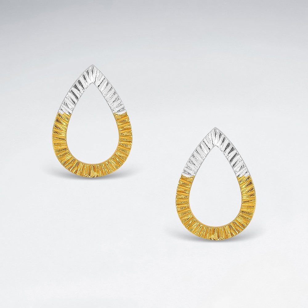 Sterling Silver Textured Teardrop Stud Earrings