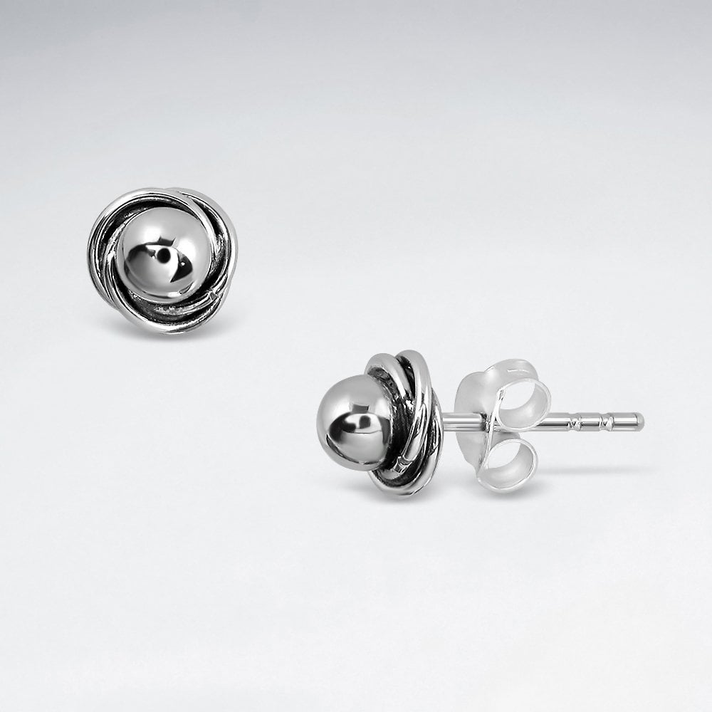 Sterling Silver Ball Knot Stud Earrings