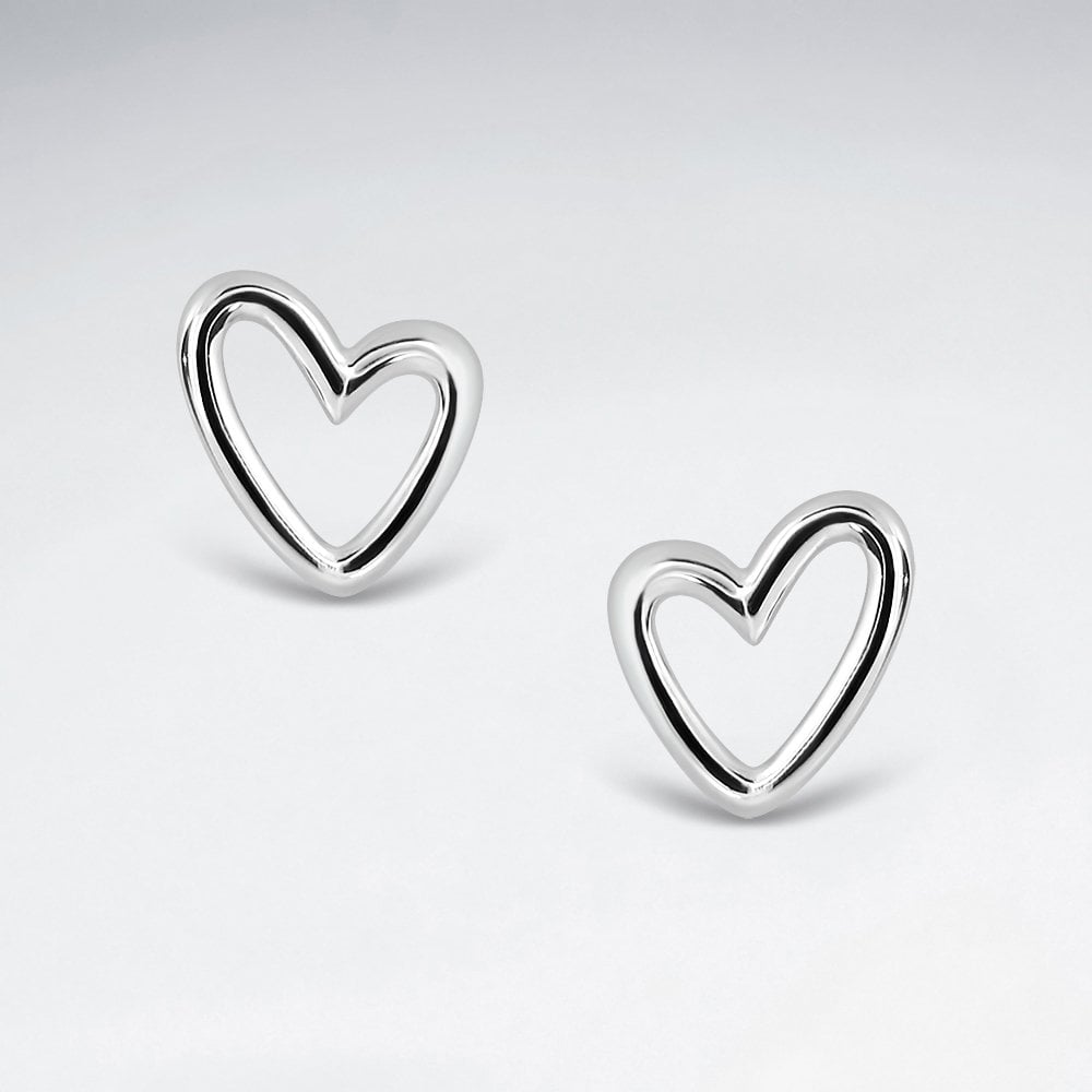 Sterling Silver Openwork Heart Stud Earrings