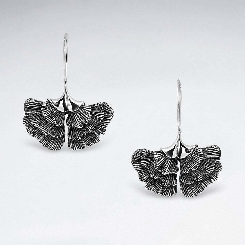 Sterling Silver Ginkgo Leaf Earrings