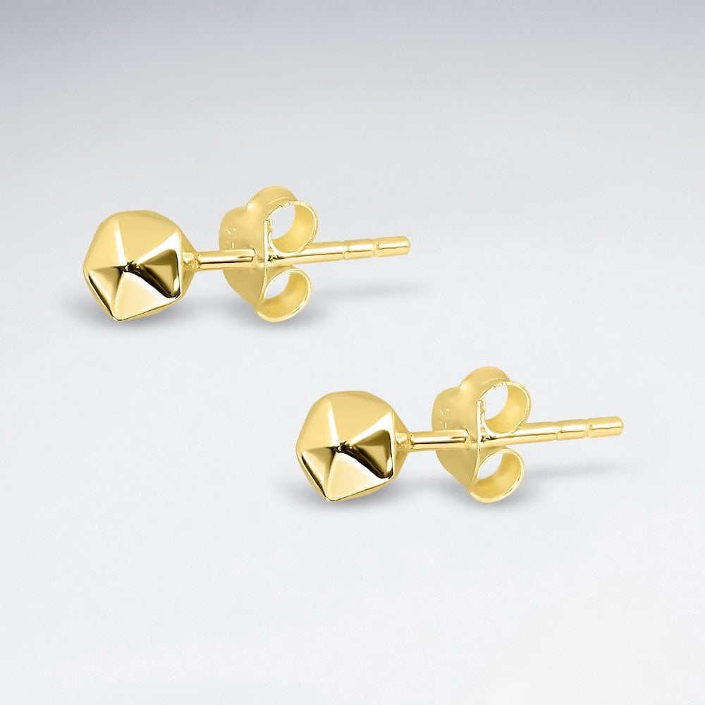 Sterling Silver Angular Faceted Ball Stud Earrings
