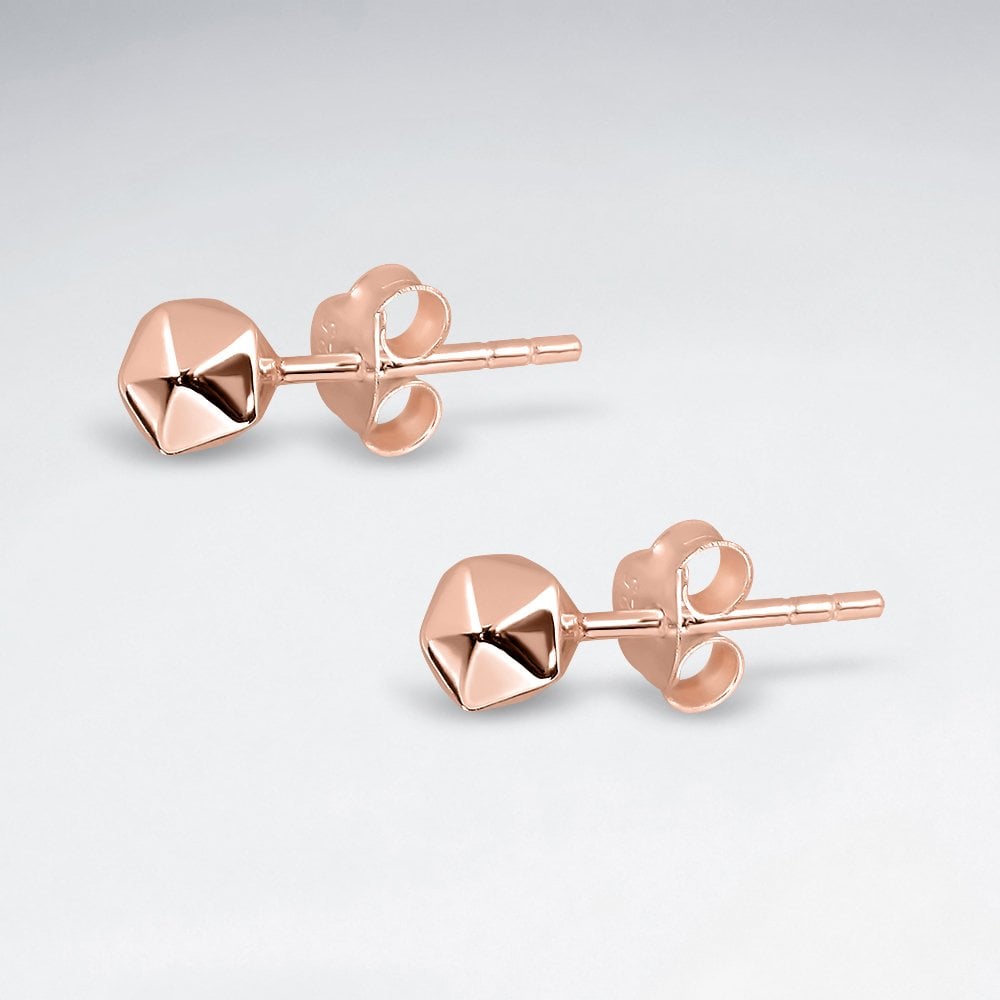 Sterling Silver Angular Faceted Ball Stud Earrings