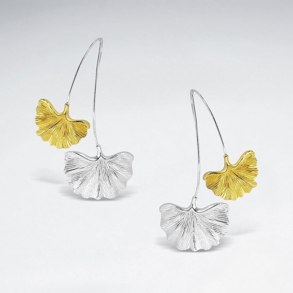 Sterling Silver Double Ginkgo Leaf Earrings