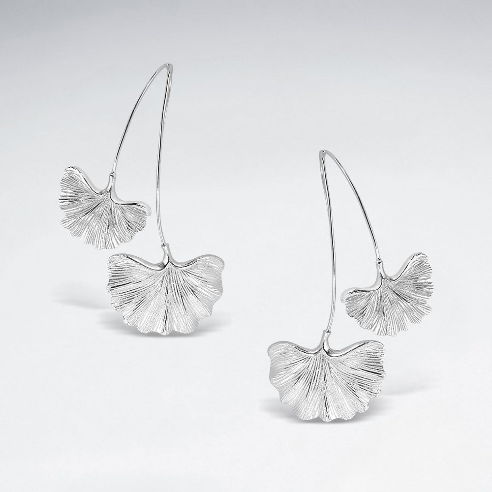 Sterling Silver Double Ginkgo Leaf Earrings