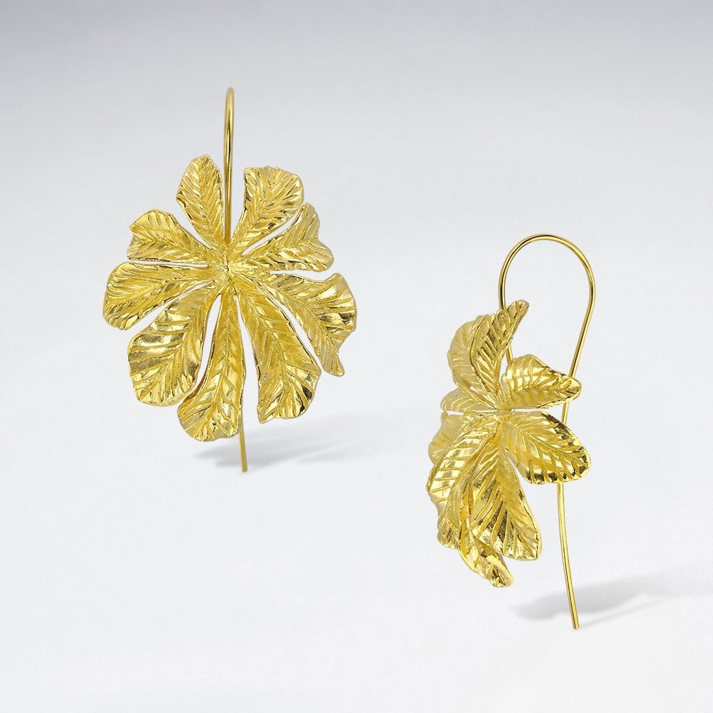 Sterling Silver Leaf Flower Earrings