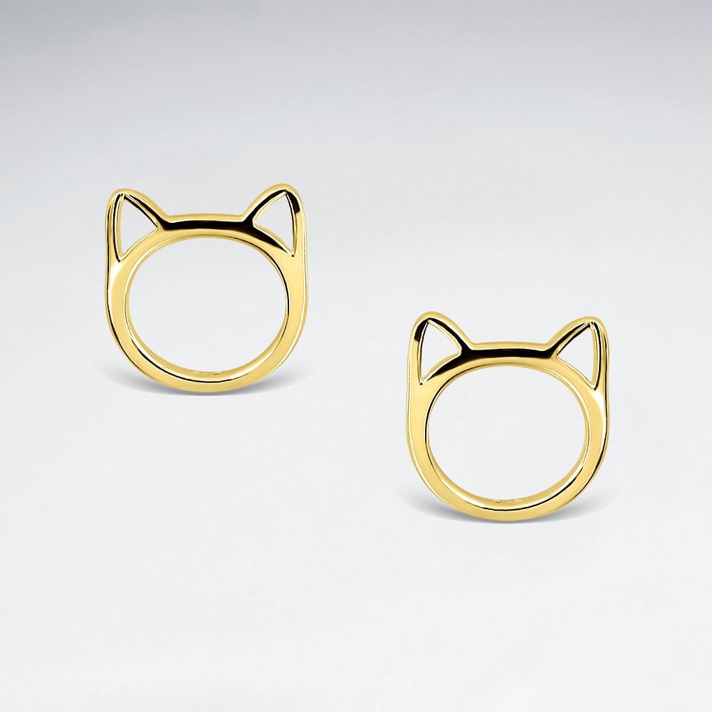 Sterling Silver Openwork Cat Face Earrings