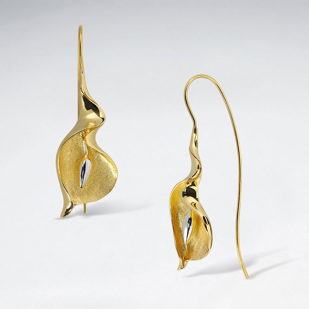 Calla Lily Drop Earrings in Sterling Silver