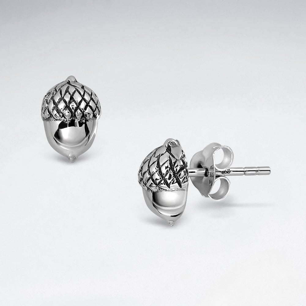 Sterling Silver Acorn Stud Earrings
