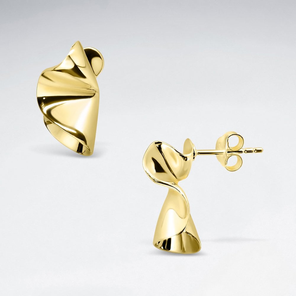 Sterling Silver Ruched Ribbon Stud Earrings