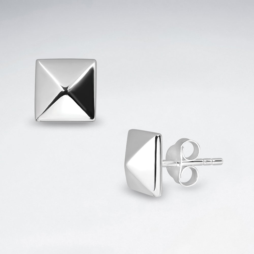 Sterling Silver Squared Dome Stud Earrings