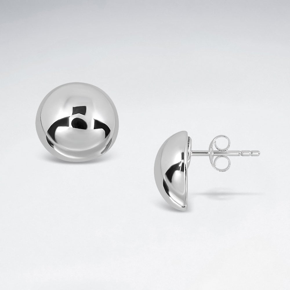Sterling Silver Half Dome Stud Earrings