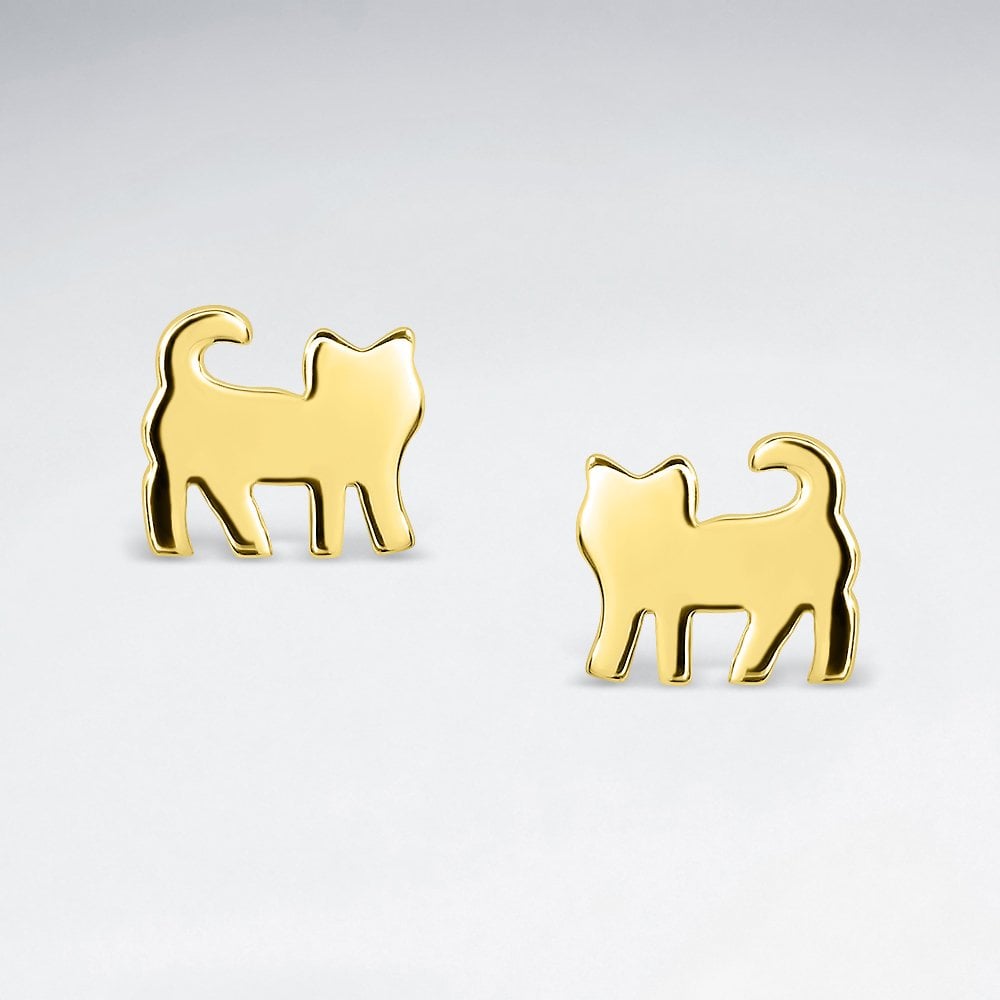 Sterling Silver Cat Silhouette Stud Earrings
