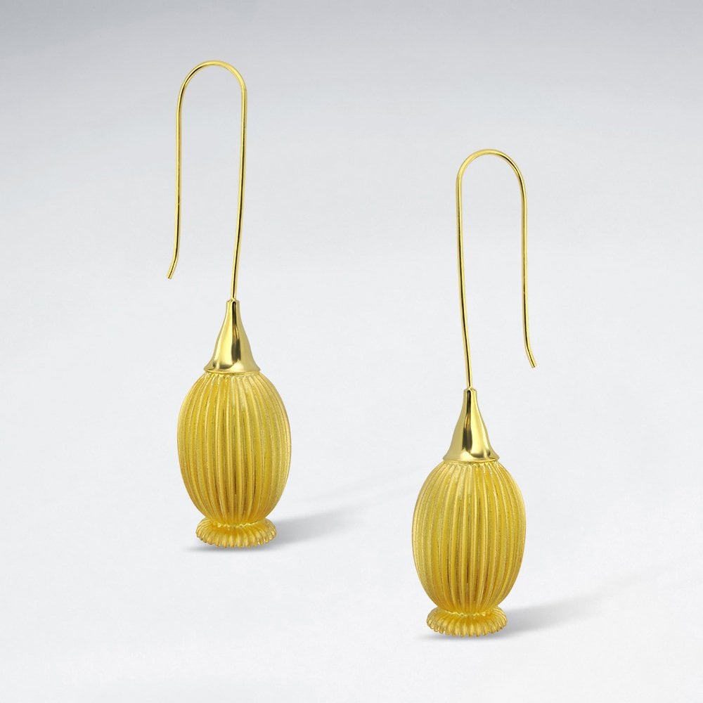 Sterling Silver Opium Flower Hook Earrings