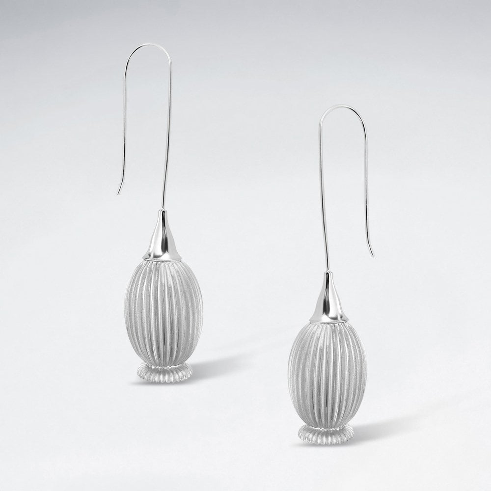 Sterling Silver Opium Flower Hook Earrings