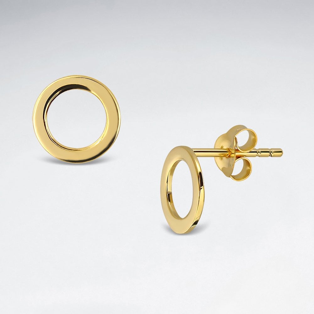 Mix Brushed Open Circle Silver Earring