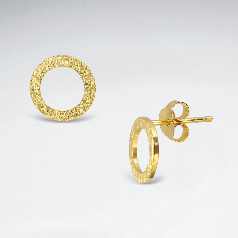 Mix Brushed Open Circle Silver Earring