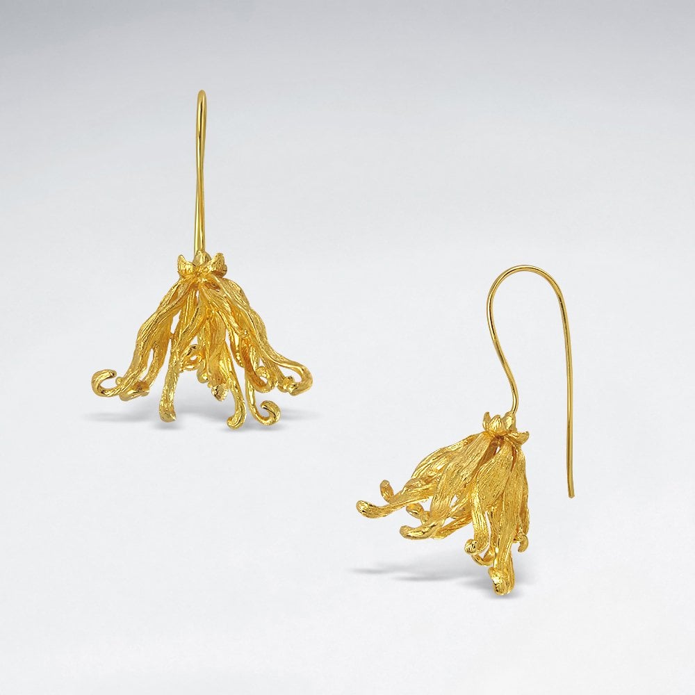 Sterling Silver Flower Hook Earrings